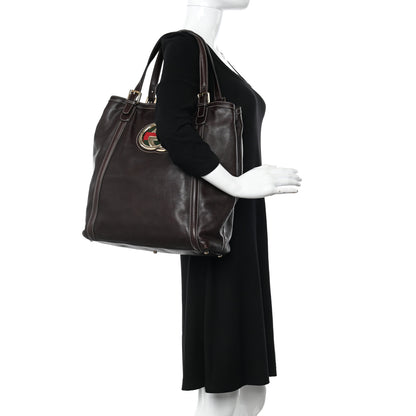 Gucci Calfskin Large Britt Shoulder Bag Dark Brown 2 of 10
