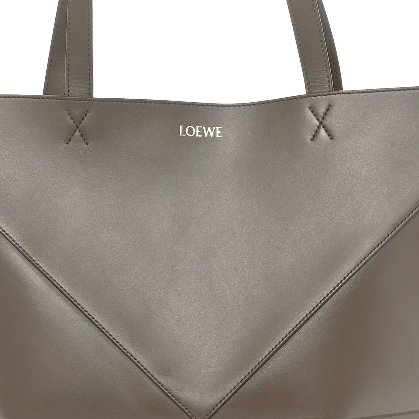 Shiny Calfskin Medium Puzzle Fold Tote Umber