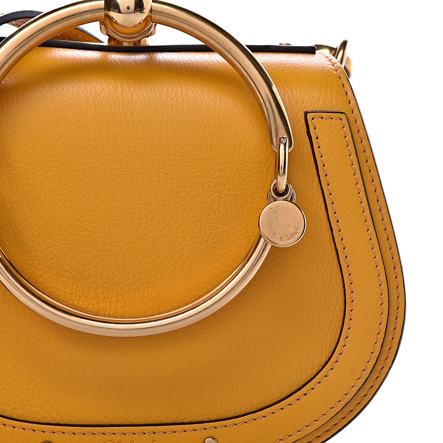 Calfskin Suede Small Nile Bracelet Bag Dusty Yellow