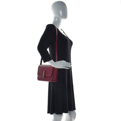 Saint Laurent Box Calfskin Monogram Medium Solferino Satchel Rouge Opyum 2 of 11