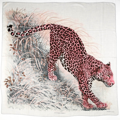 Hermes Cashmere Silk Panthera Pardus Shawl 140 Gris Chine Rose Ardoise 2 of 6