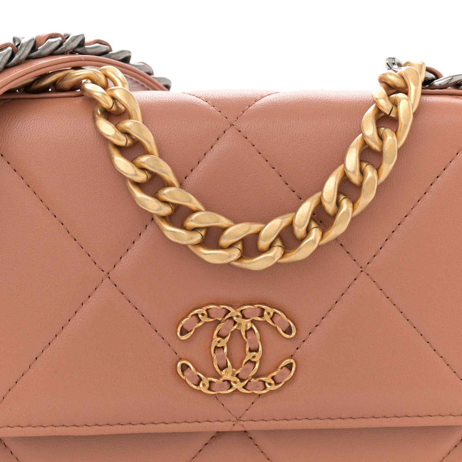 Chanel Lambskin Quilted Chanel 19 Wallet On Chain WOC Brown 8 of 12