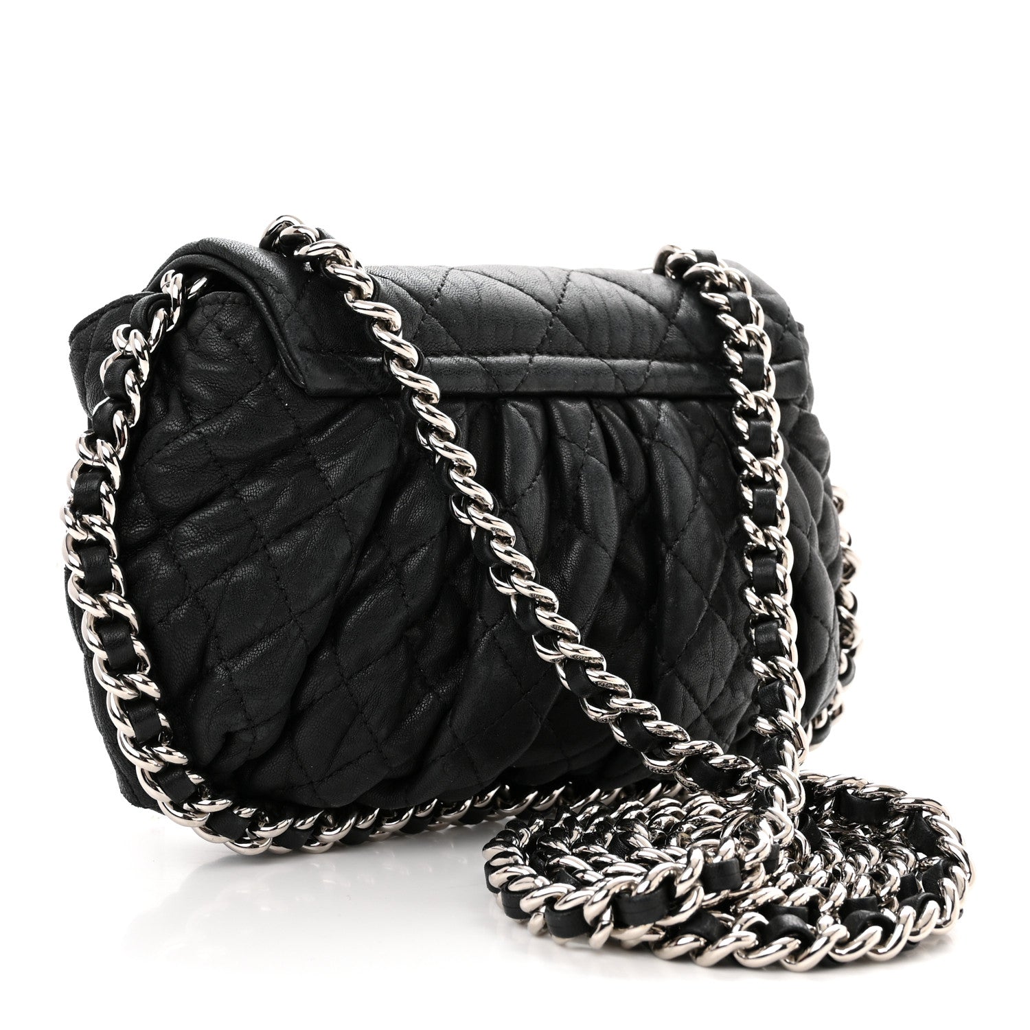 Chanel Washed Lambskin Quilted Mini Chain Around Flap Black 3 of 12