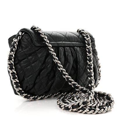 Chanel Washed Lambskin Quilted Mini Chain Around Flap Black 3 of 12