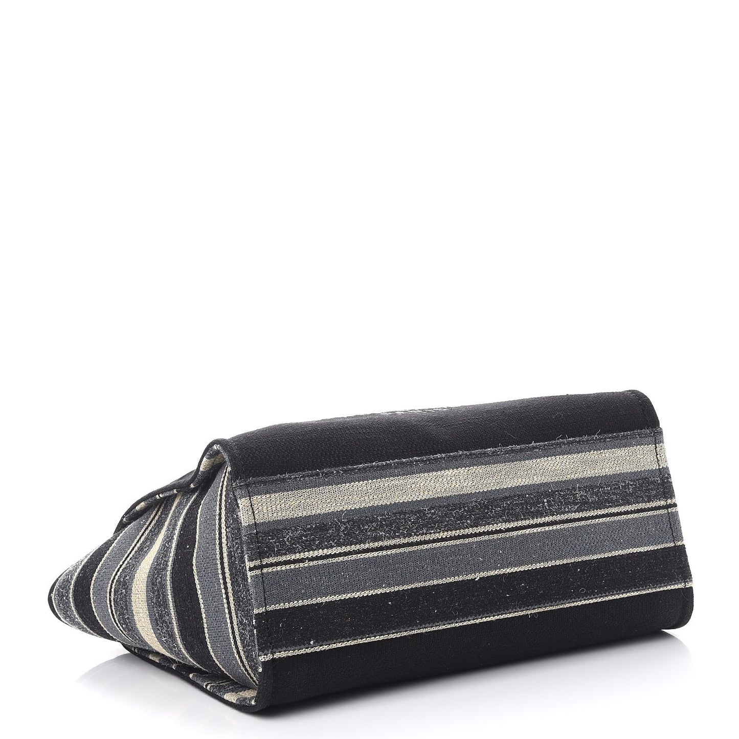 Striped Canvas Medium Deauville Tote Grey Black