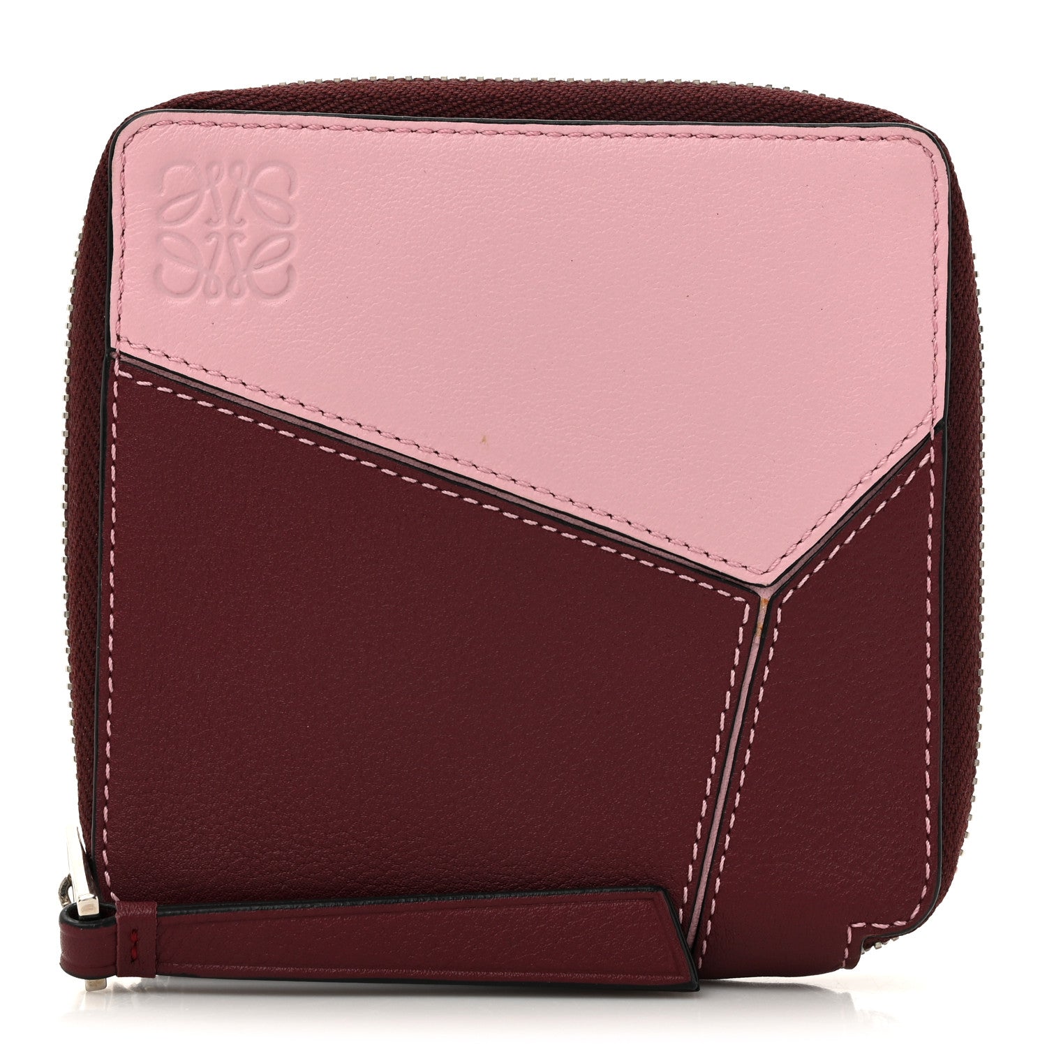 Loewe Calfskin Small Puzzle French Zip Around Wallet Wine Soft Pink 1 of 9