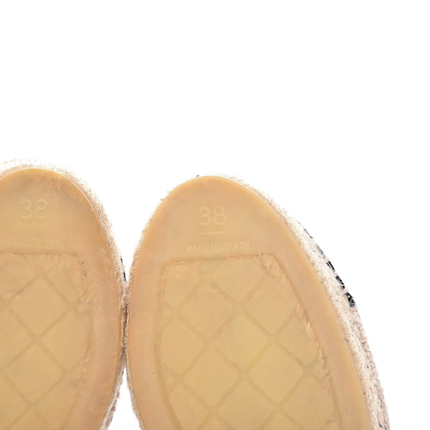 Crackled Calfskin Espadrilles 38 Beige Black