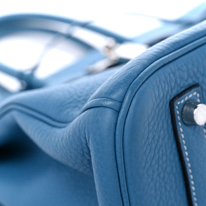 Hermes Taurillon Clemence Birkin 35 Blue Jean 8 of 13
