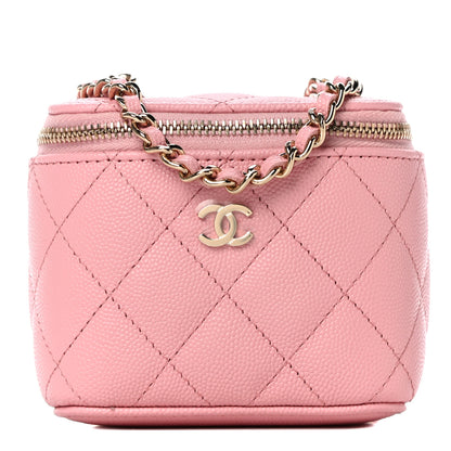 Chanel Caviar Quilted Mini Vanity Case With Chain Pink 1 of 9