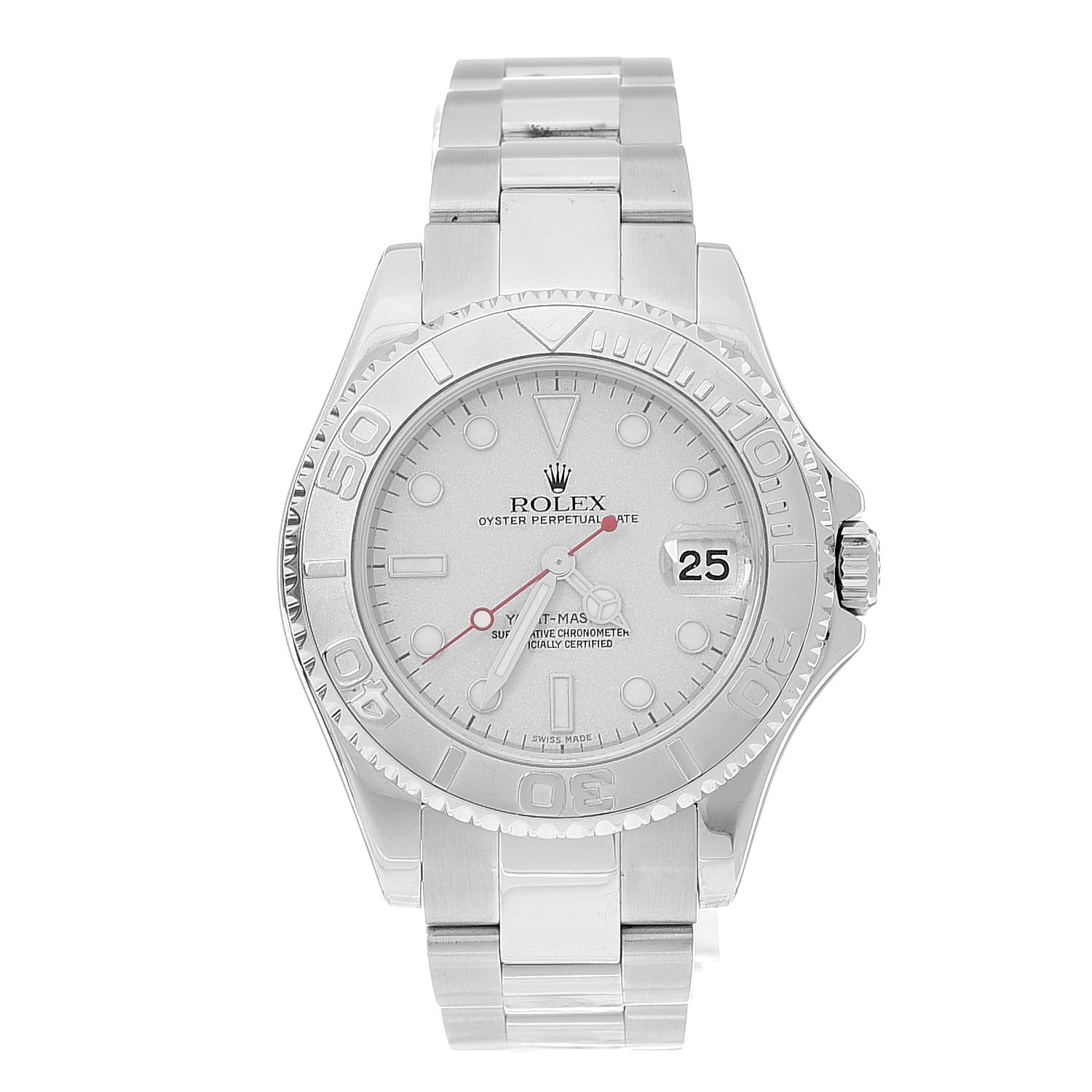 Rolex Stainless Steel Platinum 35mm Yacht-Master Watch Silver 168622 1 of 7
