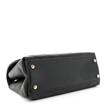 Chanel Grained Calfskin Small Chevron Chic Top Handle Flap Black 4 of 10