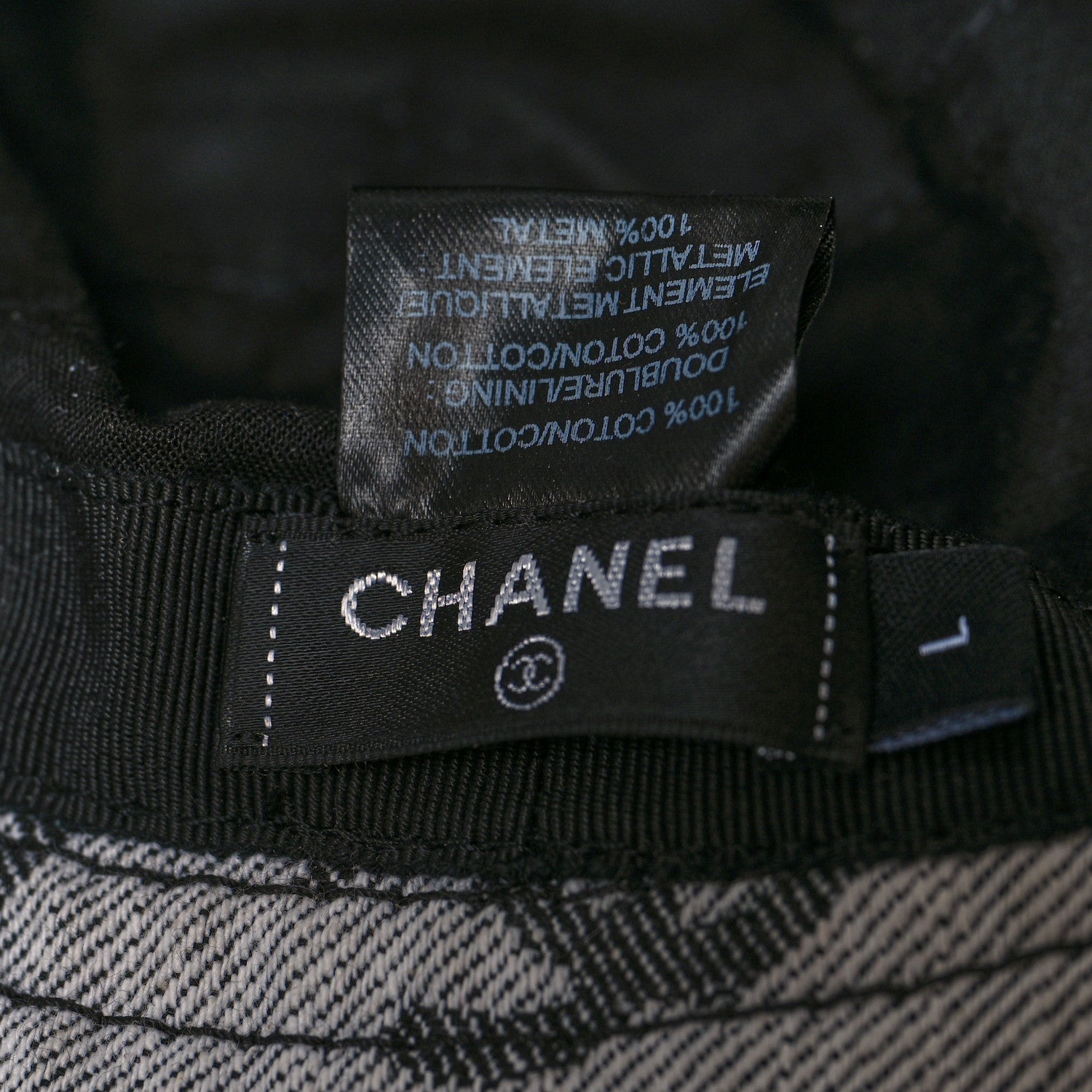 Chanel Denim CC Bucket Hat L White Black 7 of 8