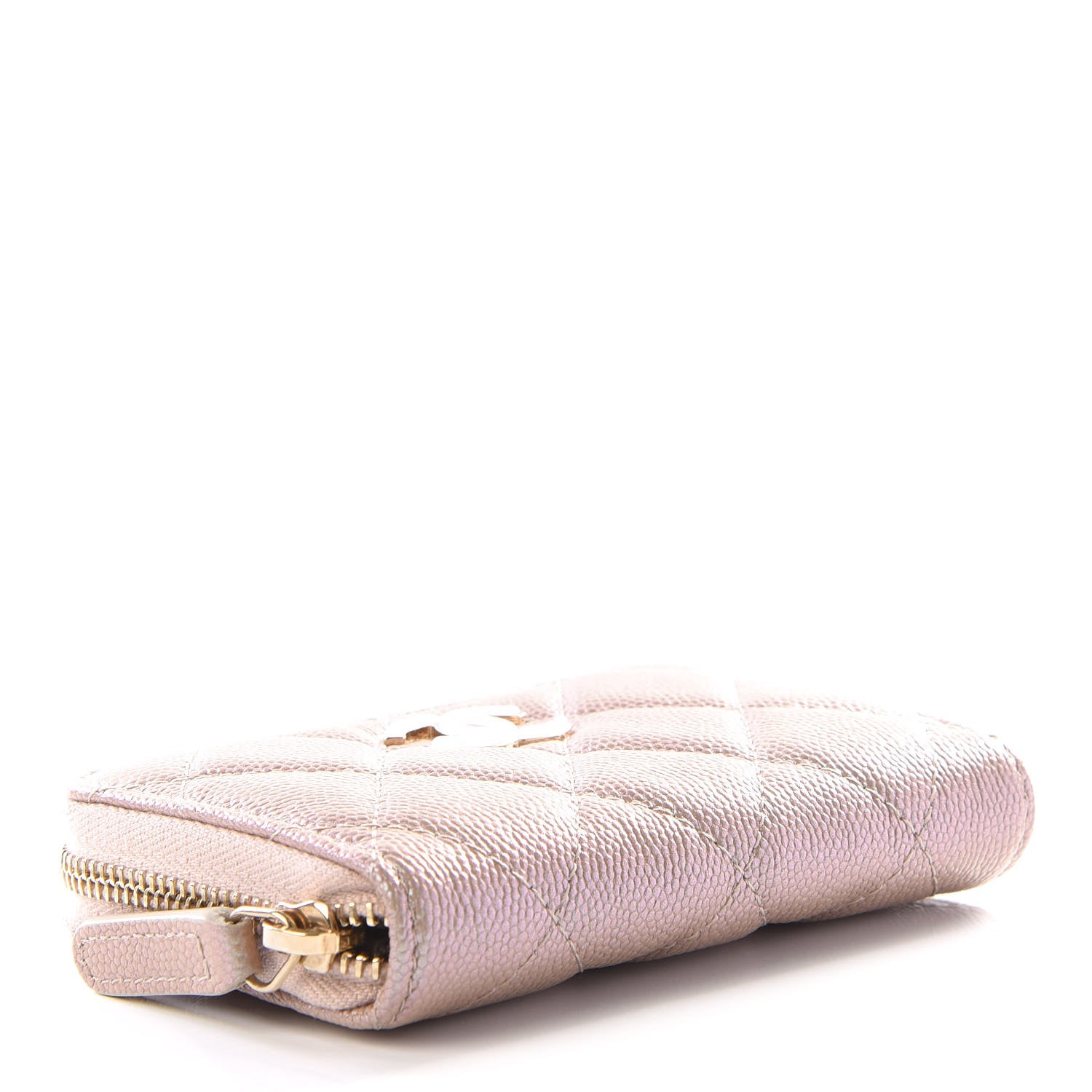 Chanel Iridescent Caviar Quilted Zip Coin Purse Beige 3 of 10
