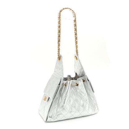 Chanel Metallic Caviar Quilted Small Chanel 25 Handbag Silver 3 of 10