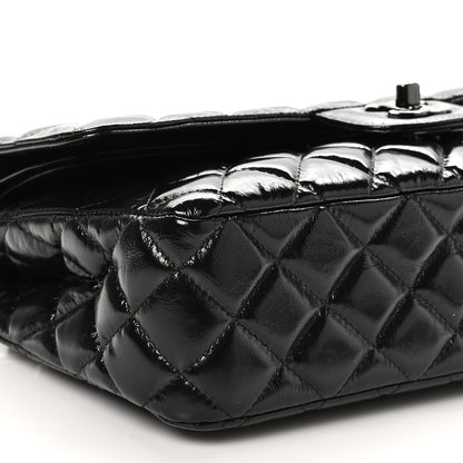 Chanel Shiny Crumpled Calfskin Quilted Medium Double Flap So Black 9 of 11
