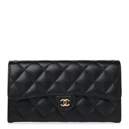 Chanel Caviar Quilted Large Gusset Flap Wallet Black 1 of 4