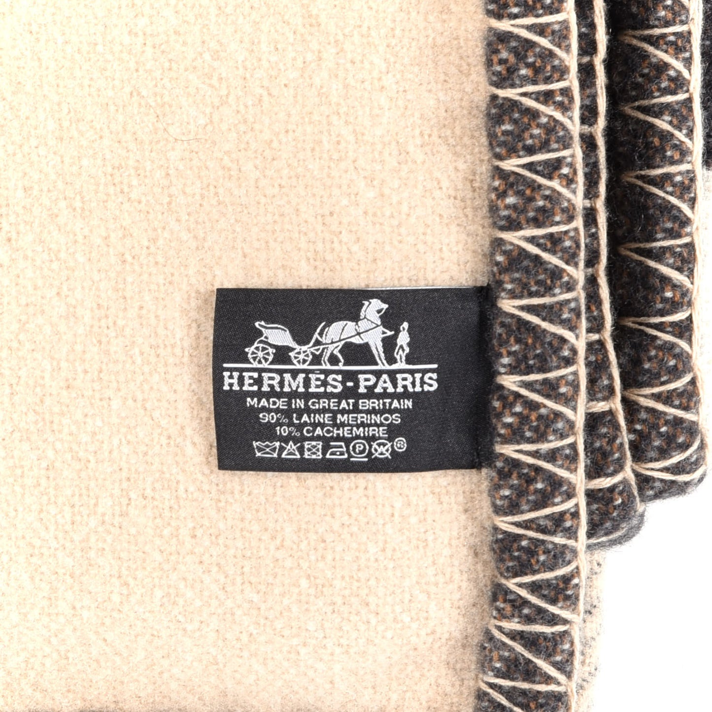 Wool Cashmere H Casaque Blanket Ecru Carbone