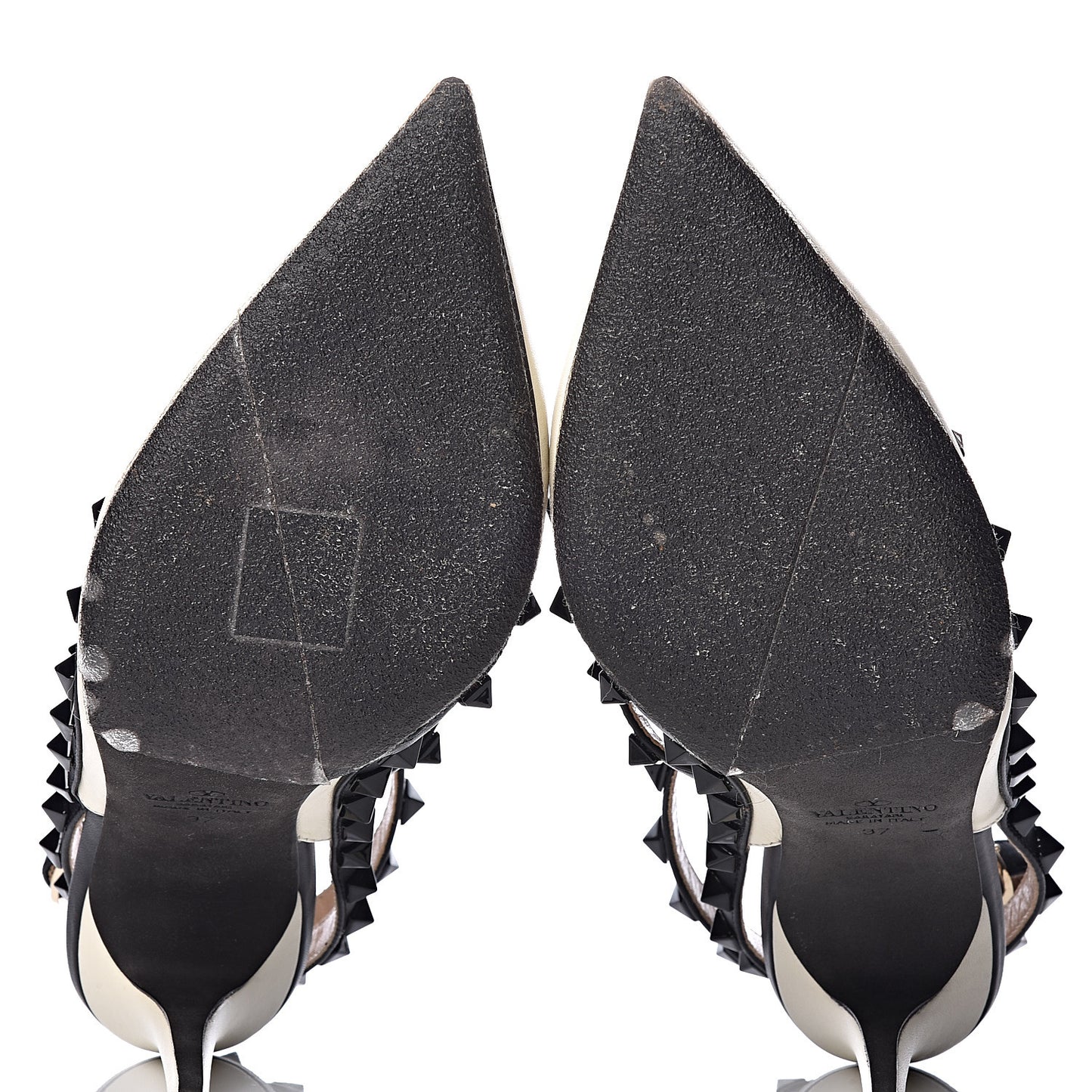 Nappa Rockstud Ankle Strap 100mm Pumps 37 Light Ivory Black