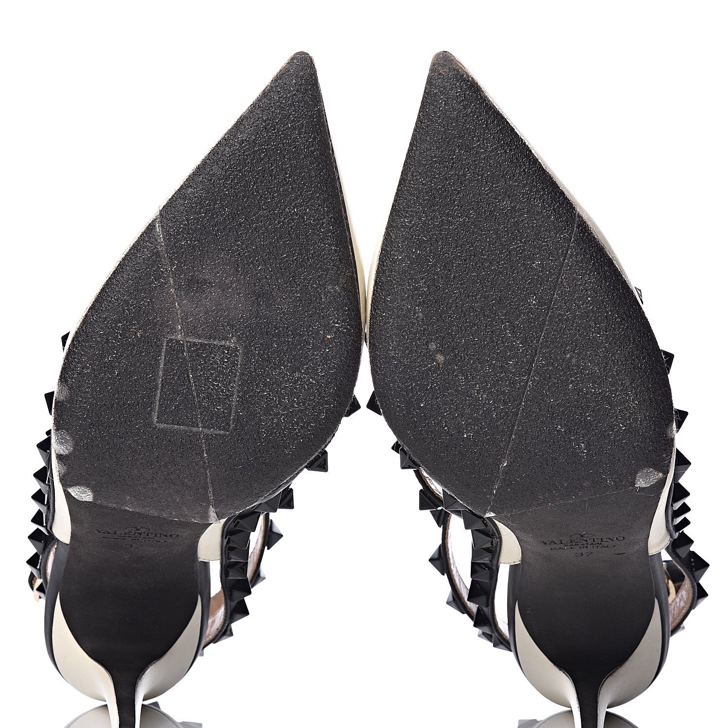 Valentino Garavani Nappa Rockstud Ankle Strap 100mm Pumps 37 Light Ivory Black 7 of 8