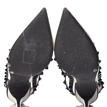 Valentino Garavani Nappa Rockstud Ankle Strap 100mm Pumps 37 Light Ivory Black 7 of 8