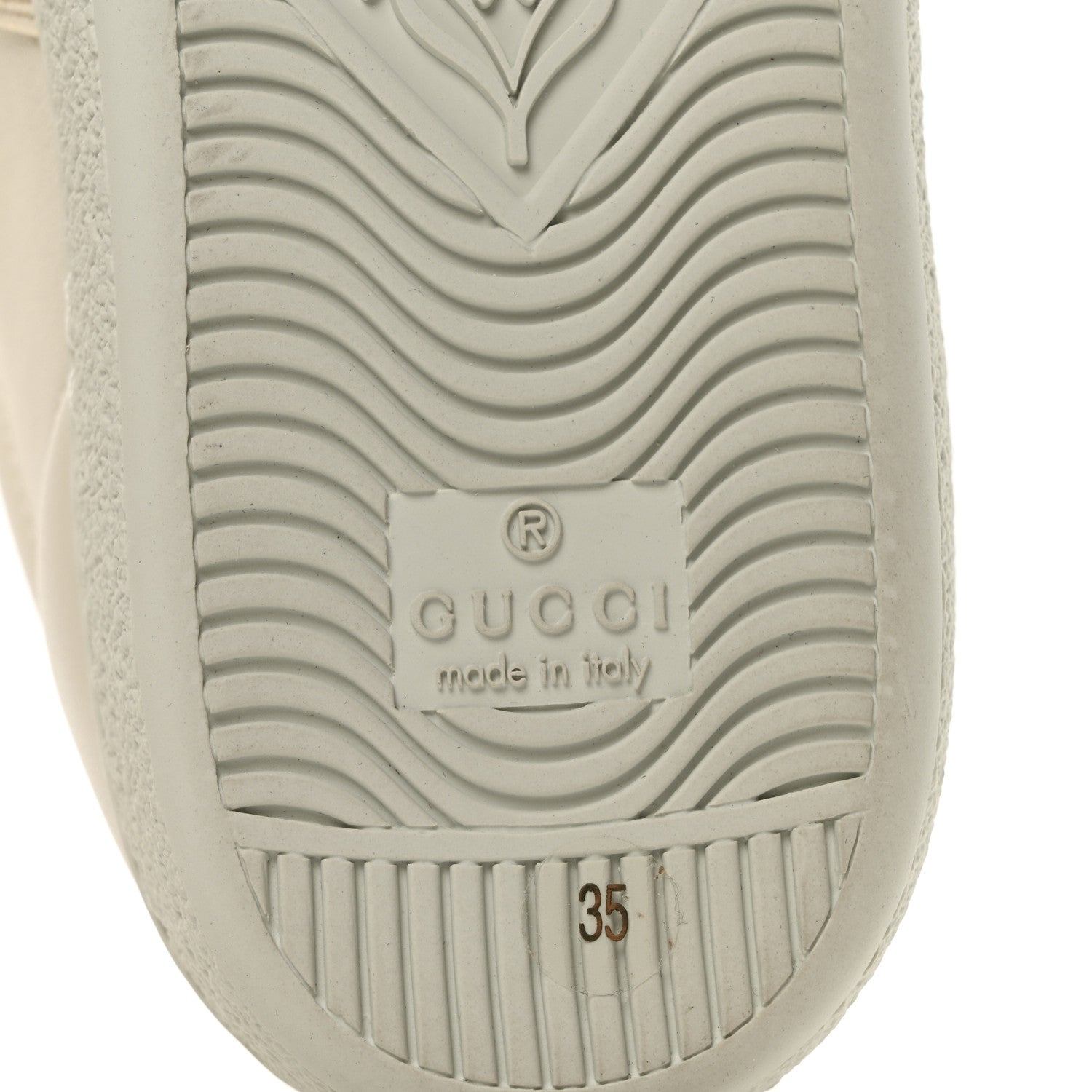 Gucci Calfskin Stripe Womens New Ace Sneakers 35 New Mystic White Ecru Red Flame 7 of 9