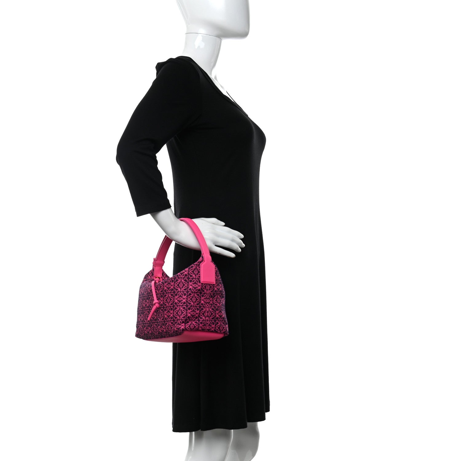 Loewe Jacquard Anagram Calfskin Small Cubi Bag Pink 2 of 9