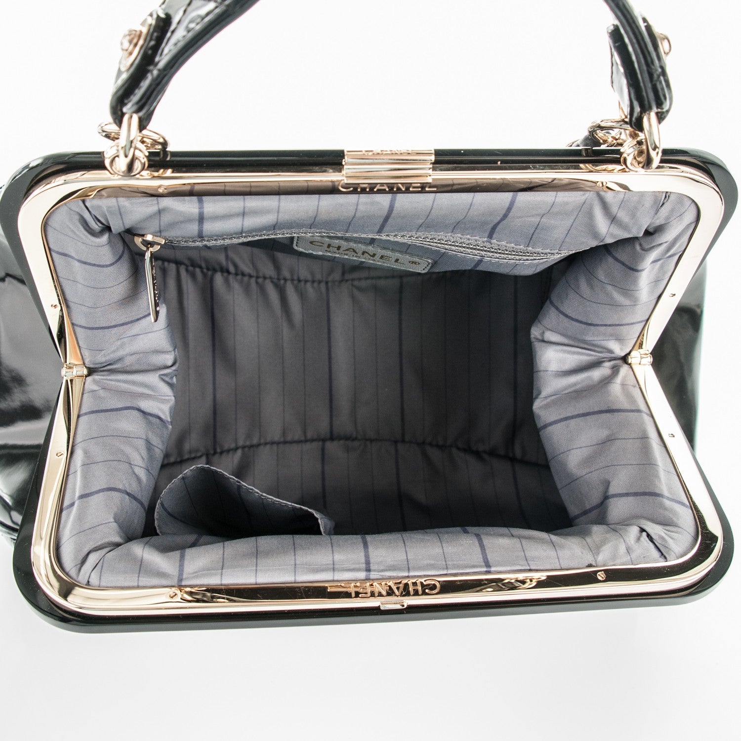 Chanel Glazed Calfskin Quilted Small Mademoiselle Frame Bag Black 5 of 7