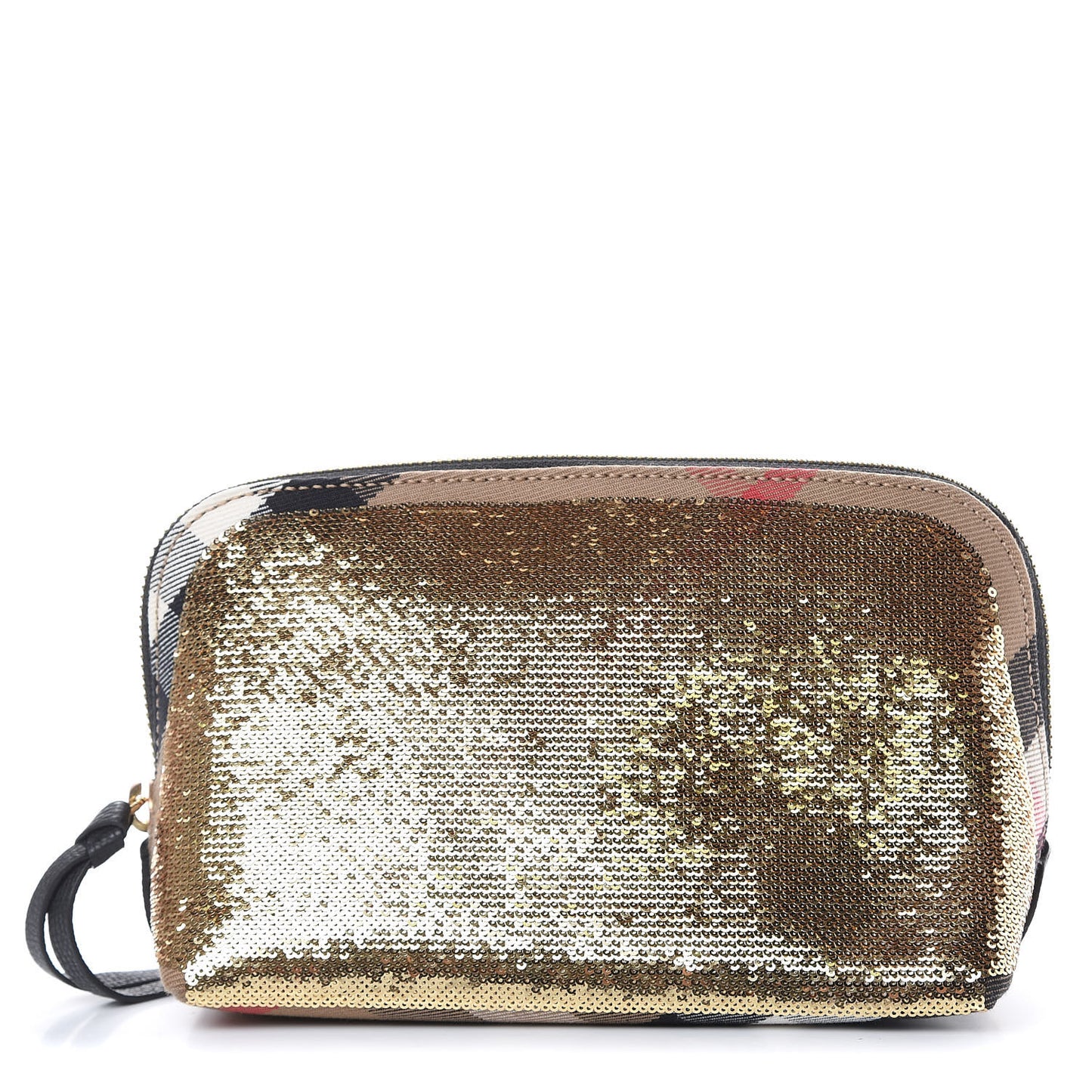 House Check Sequin Peyton Pouch Bag Gold Black