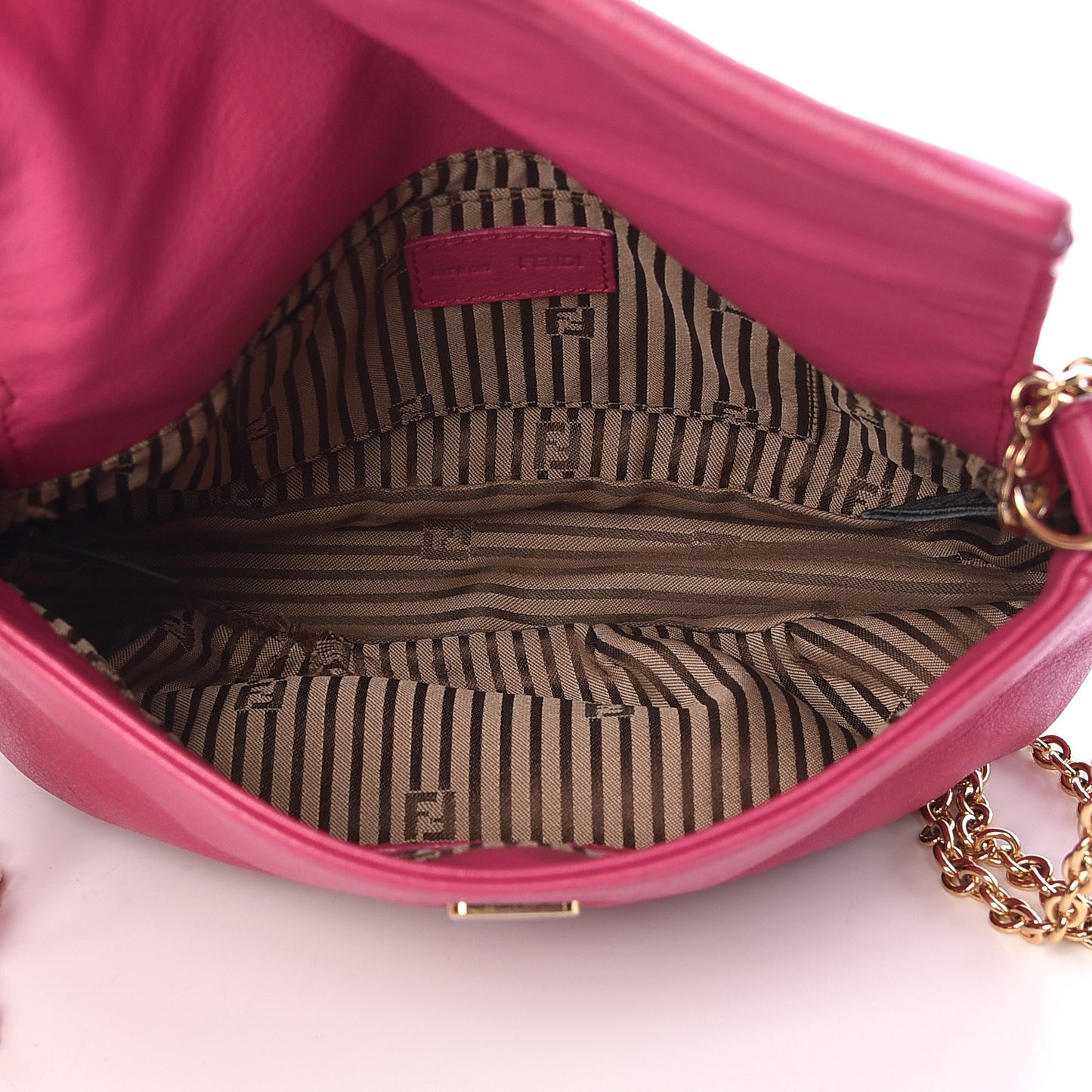 Vitello Flamingo Fendista Pouchette Crossbody Lampone