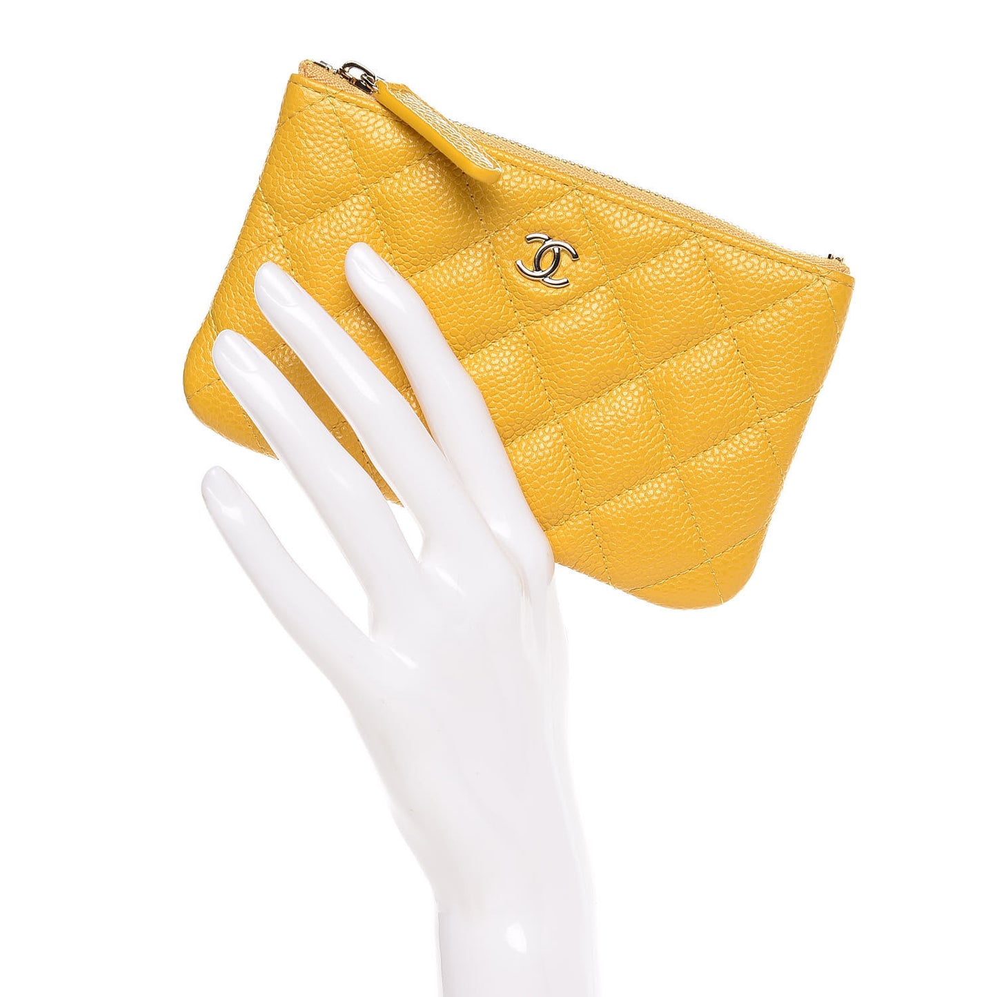 Caviar Quilted Small Cosmetic Case Yellow
