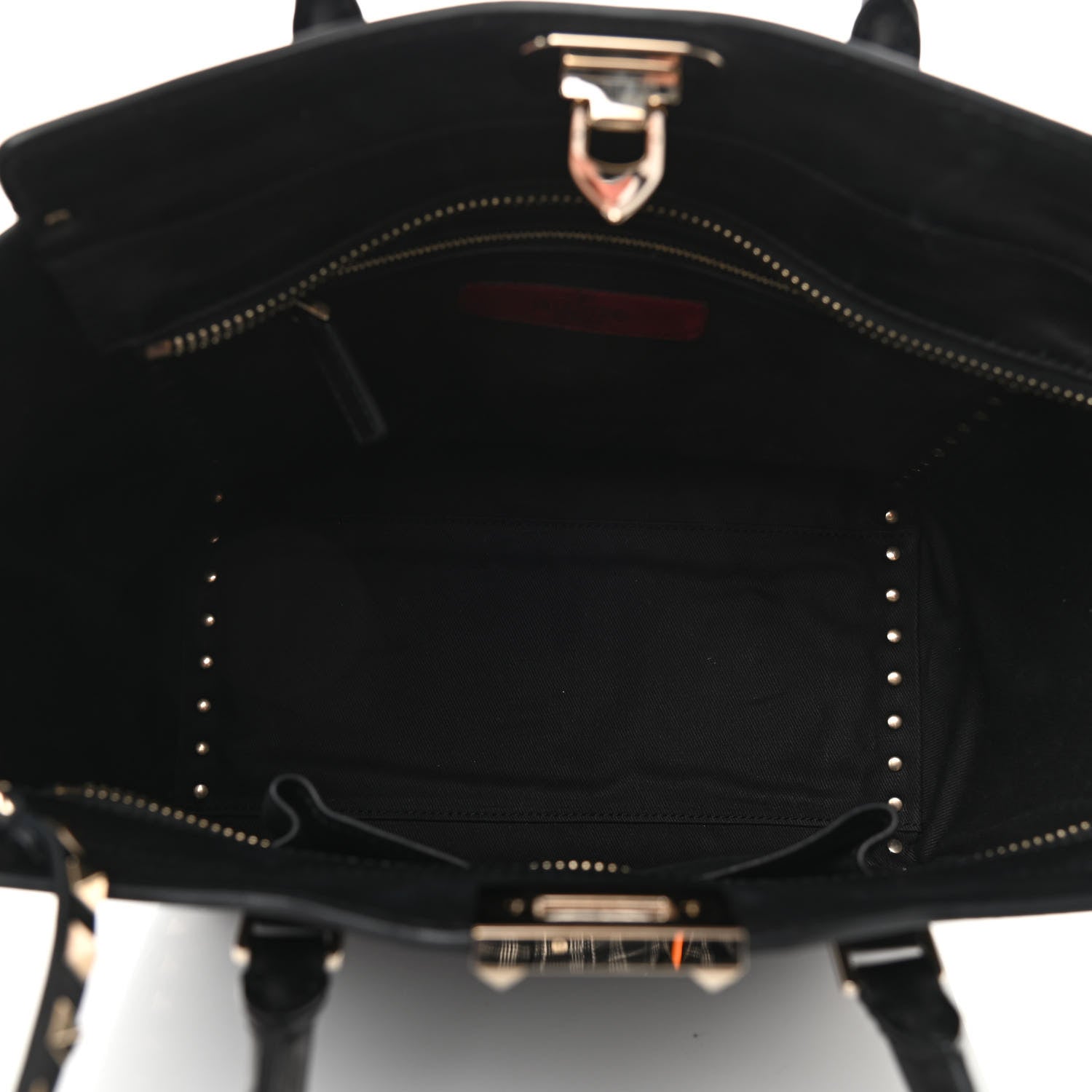 Valentino Garavani Vitello Rockstud Double Handle Tote Black 5 of 13