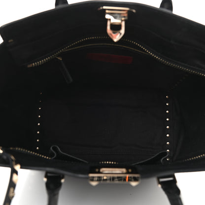 Valentino Garavani Vitello Rockstud Double Handle Tote Black 5 of 13