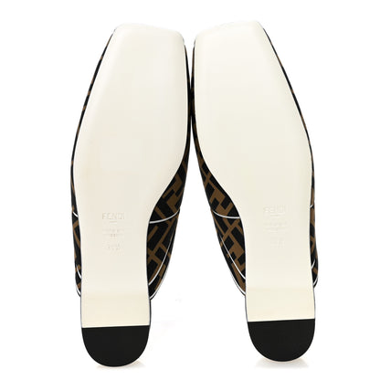 Fendi Lycra Film FF FFreedom Flat Mules 38.5 Tobacco Moro White 6 of 8