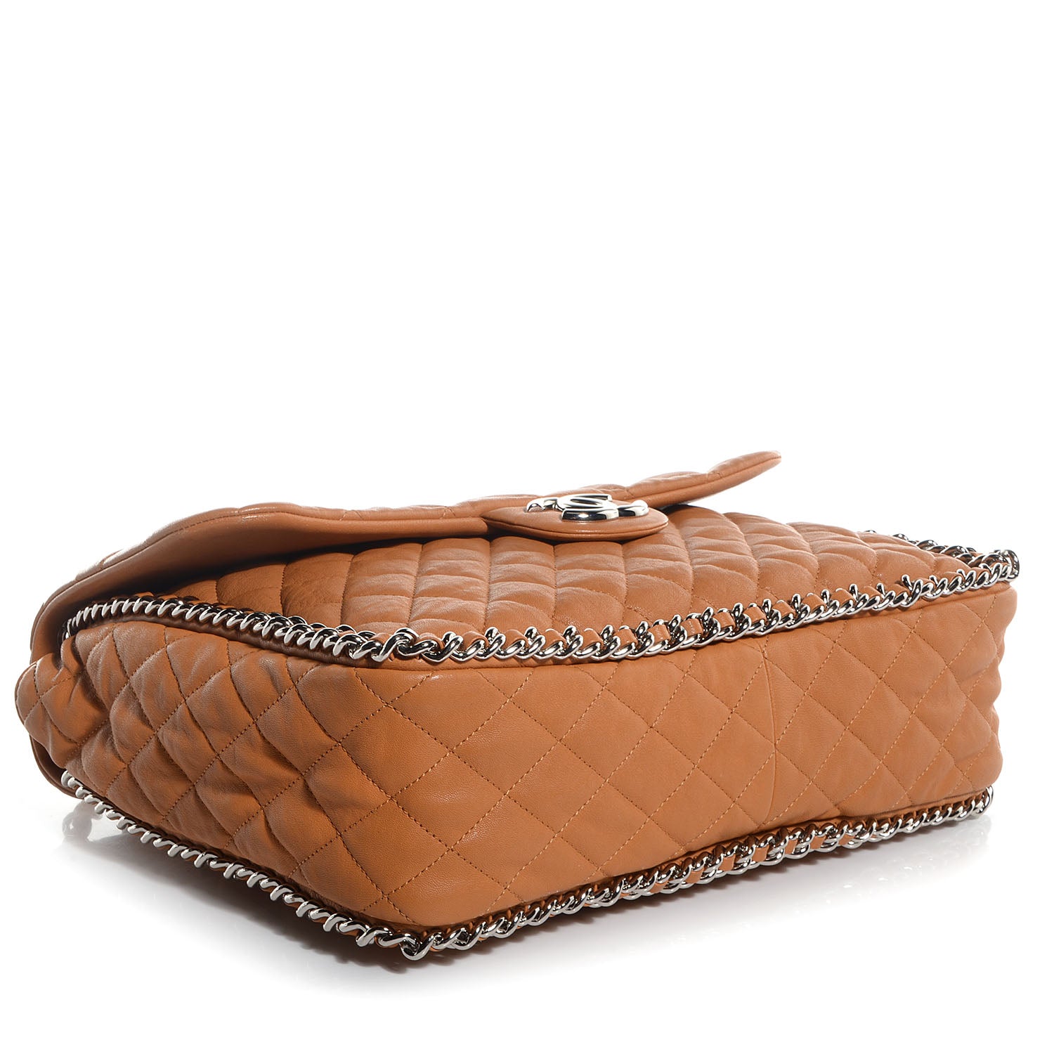 Chanel Washed Lambskin Chain Around Maxi Flap Bag Dark Beige 4 of 7