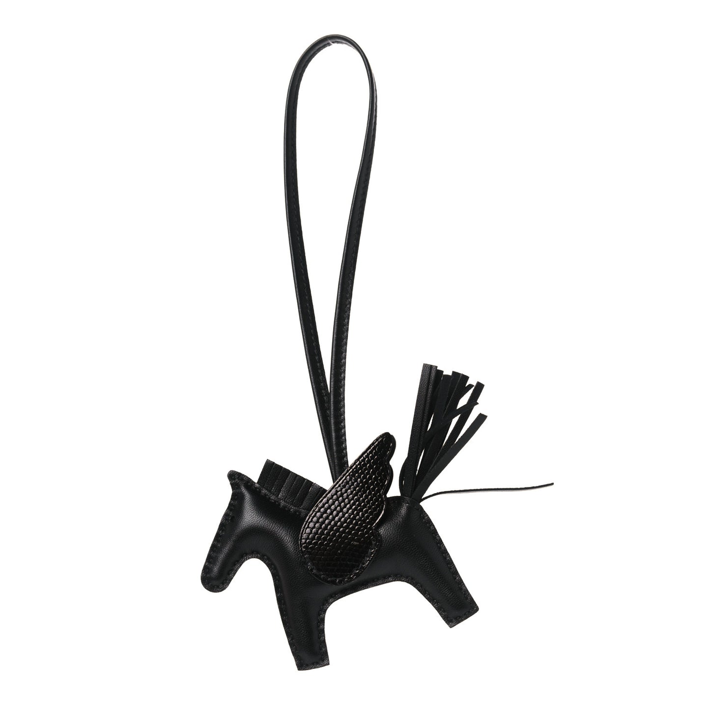 Milo Lambskin Lizard Touch Grigri Rodeo Pegase Horse Bag Charm PM So Black