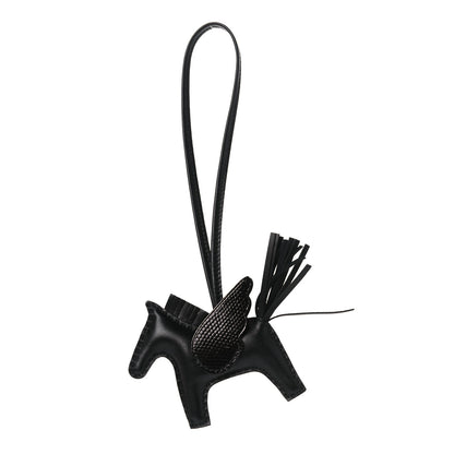 Hermes Milo Lambskin Lizard Touch Grigri Rodeo Pegase Horse Bag Charm PM So Black 1 of 5