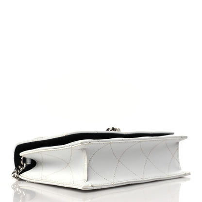 Alexander McQueen Calfskin Quilted Graffiti Skull Mini Chain Crossbody Bag White Silver 4 of 9