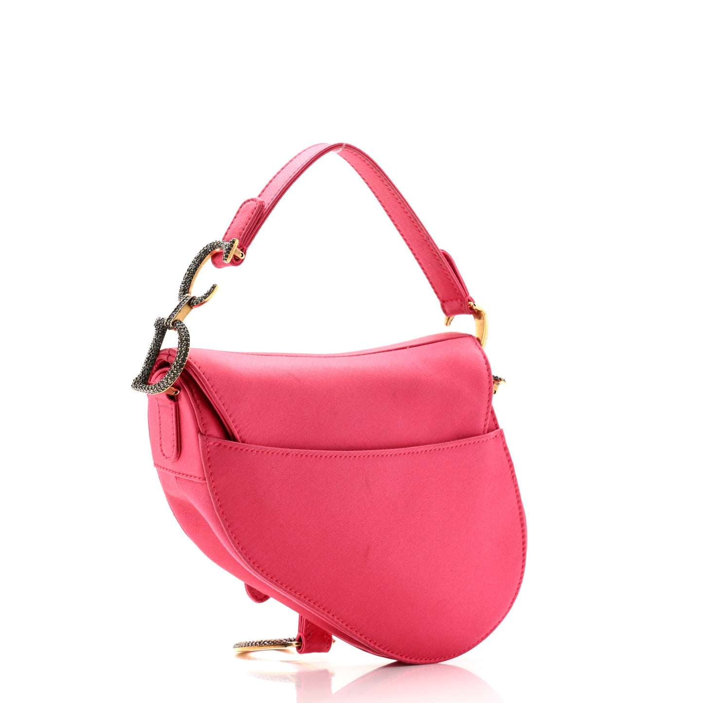 Satin Crystal Mini Saddle Bag Light Shock
