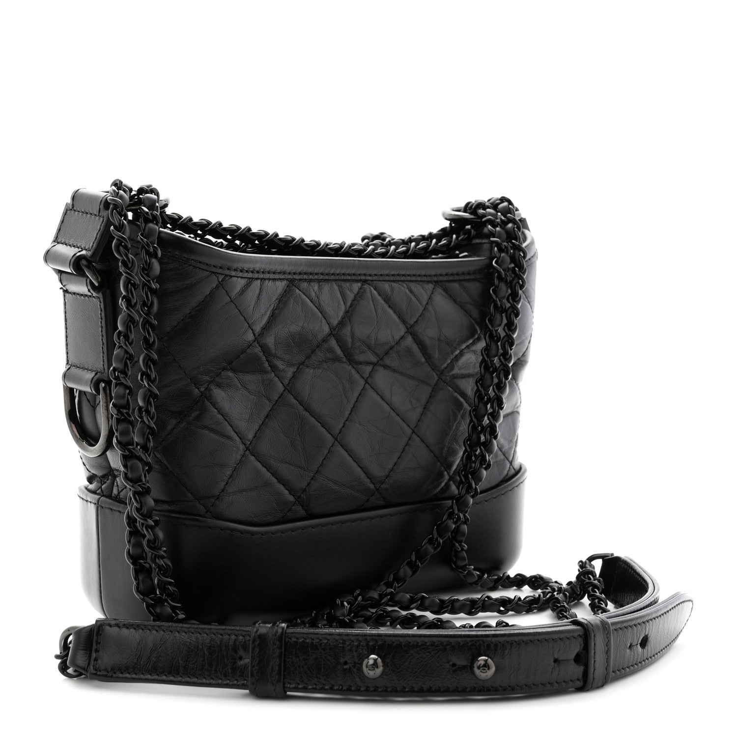 Chanel Aged Calfskin Quilted Small Gabrielle Hobo So Black 3 of 12