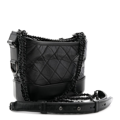 Chanel Aged Calfskin Quilted Small Gabrielle Hobo So Black 3 of 12