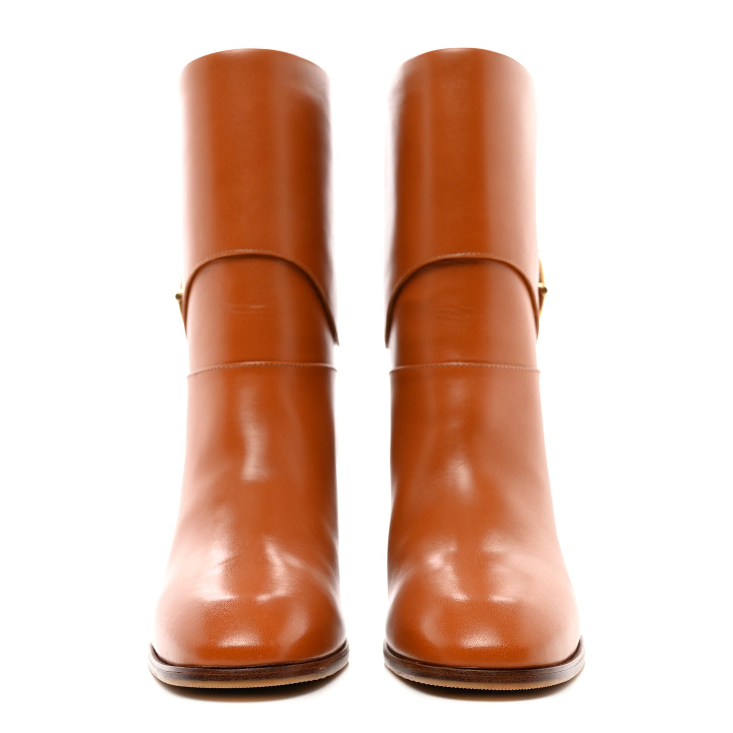 Calfskin Horsebit Elizabeth Ankle Boots 39.5 Cognac