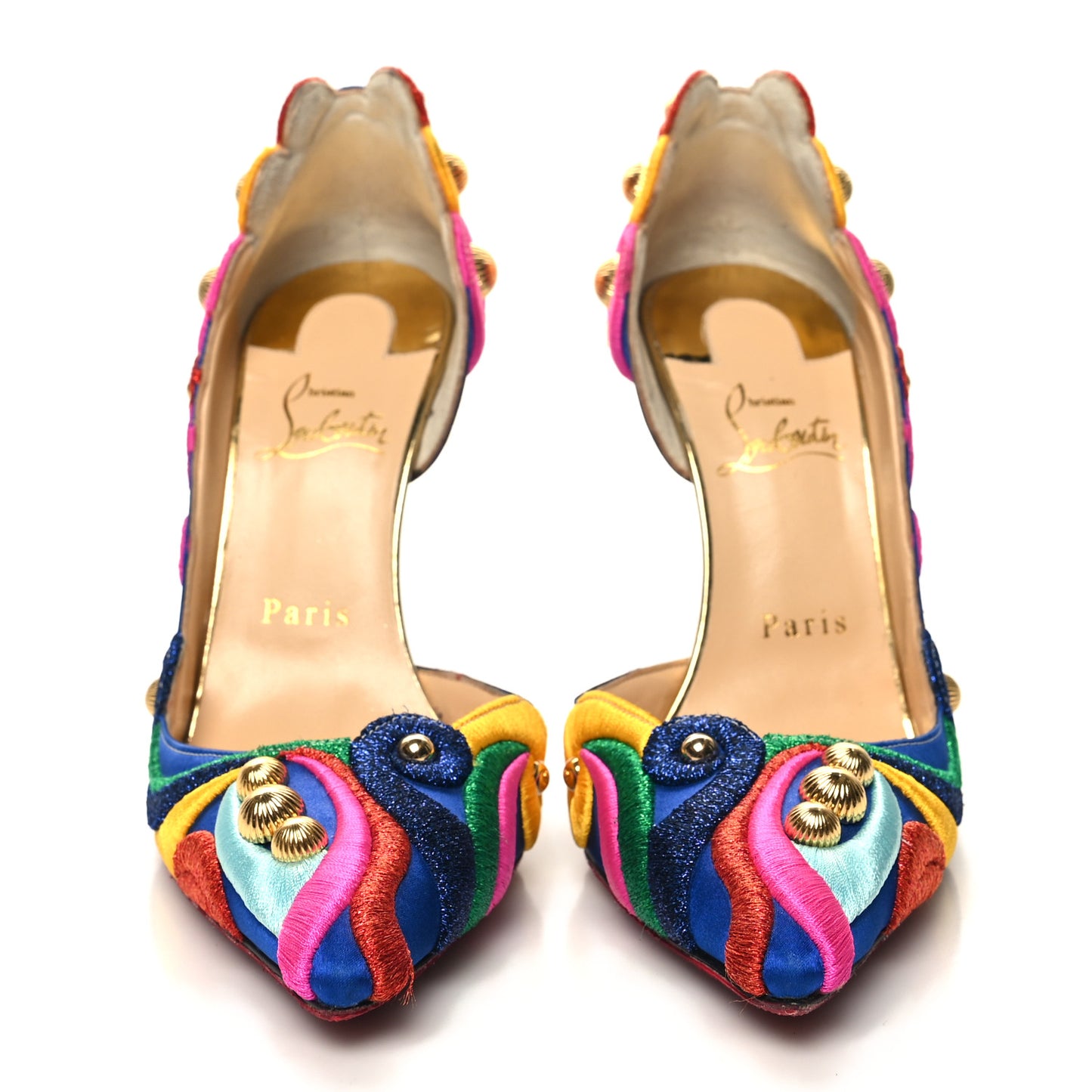 Crepe Satin Embroidered D'Orsay 100 Pumps 38 Multicolor