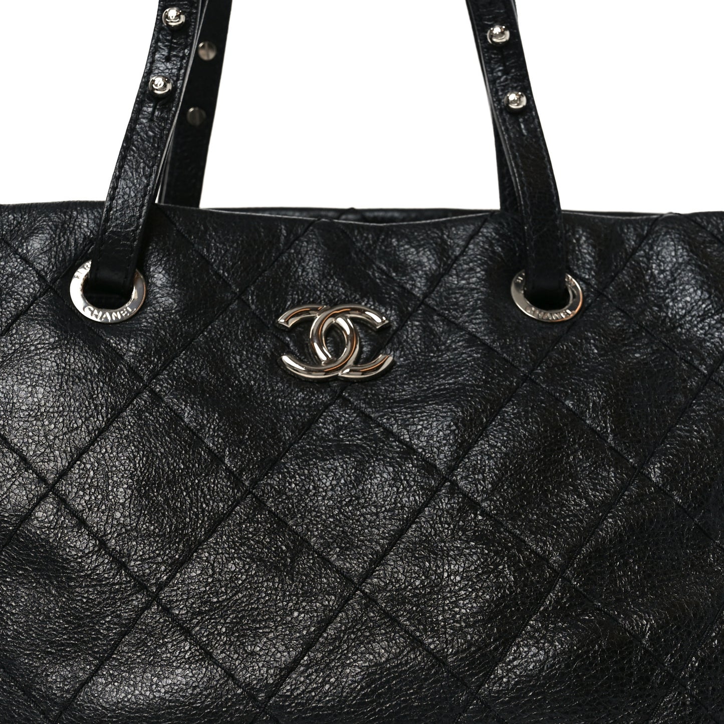 Glazed Calfskin Large On The Road Tote Black