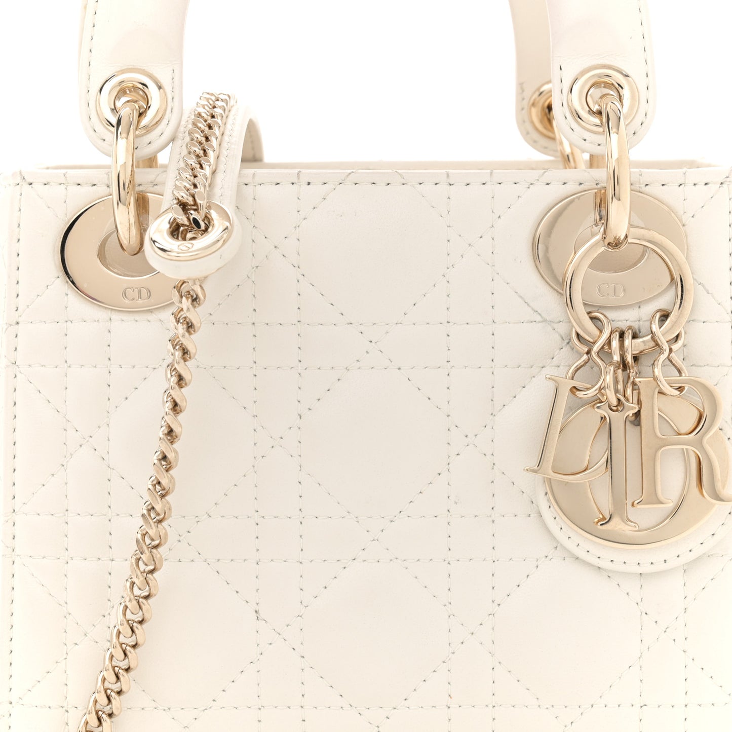 Lambskin Cannage Mini Lady Dior Latte