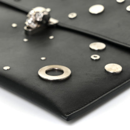 Alexander McQueen Calfskin Grommet Skull Envelope Clutch Black 9 of 16