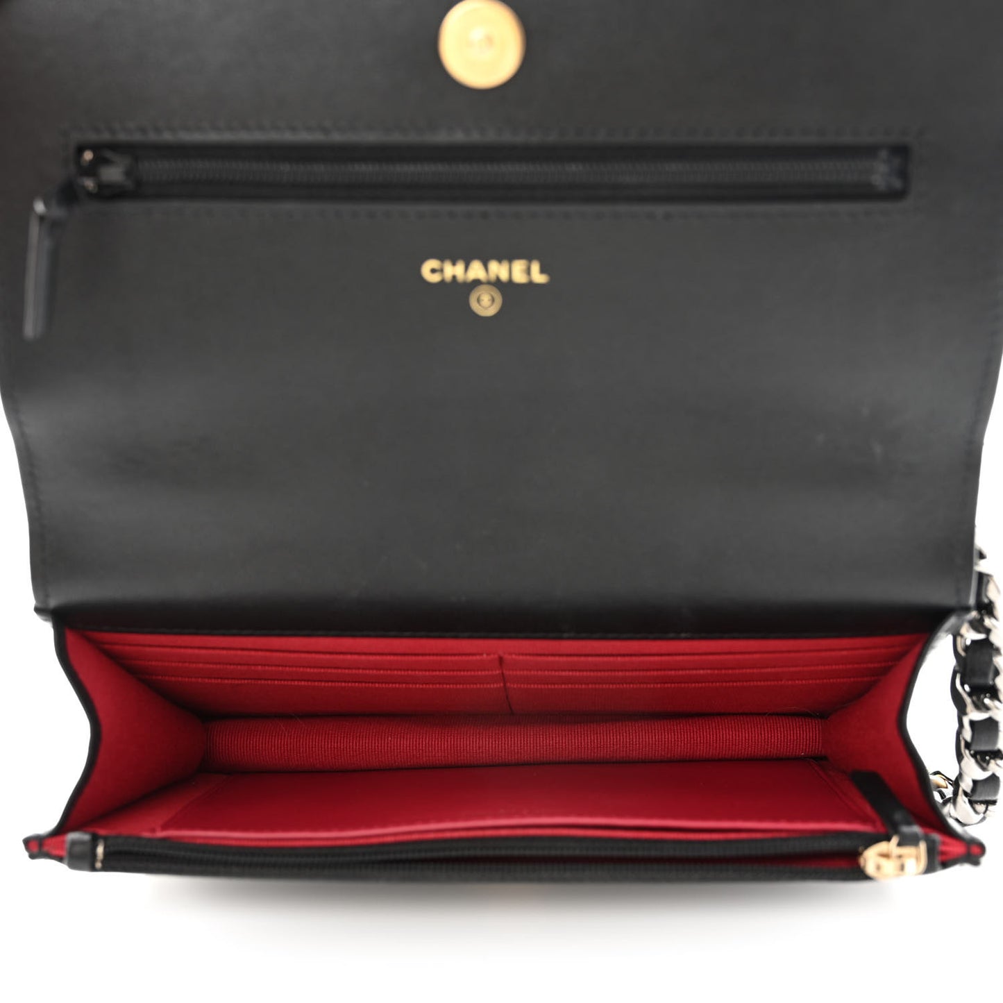 Lambskin Quilted Chanel 19 Wallet On Chain WOC Black