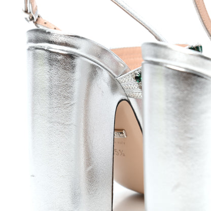 Gucci Nappa Silk Crystal Bertie High Heel Sandals 35.5 Argento 6 of 10