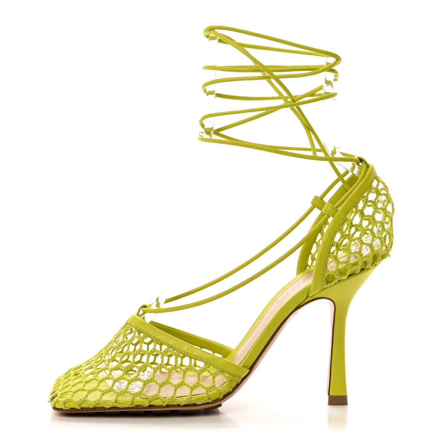 Mesh Nappa Stretch Ankle Tie Sandals 37 Kiwi