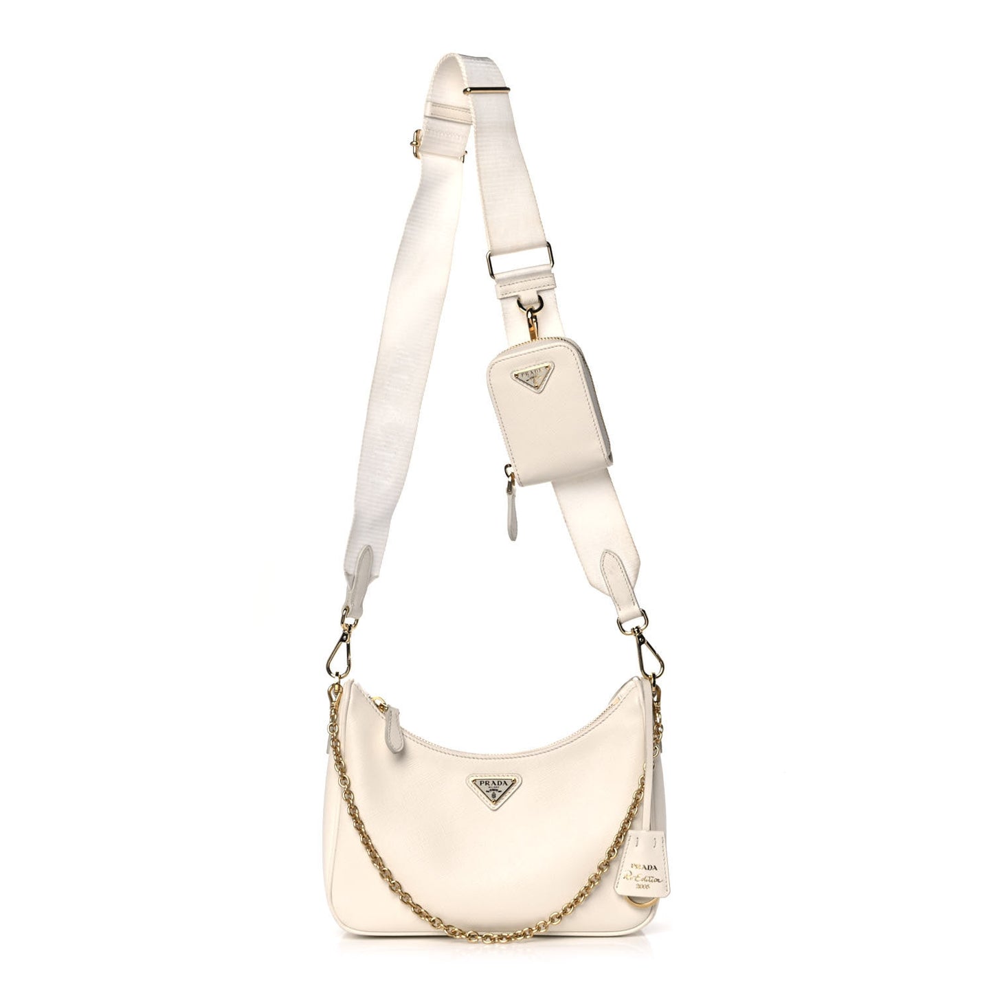 Saffiano Re-Edition 2005 Shoulder Bag White