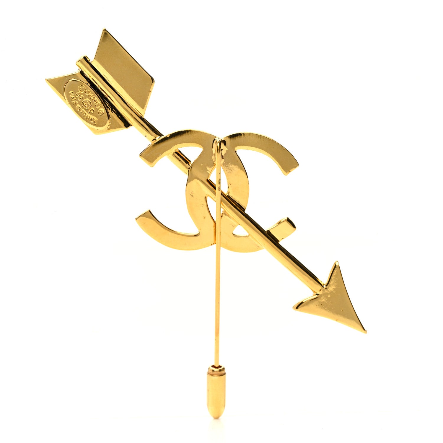 Chanel Metal CC Arrow Brooch Pin Gold 4 of 6
